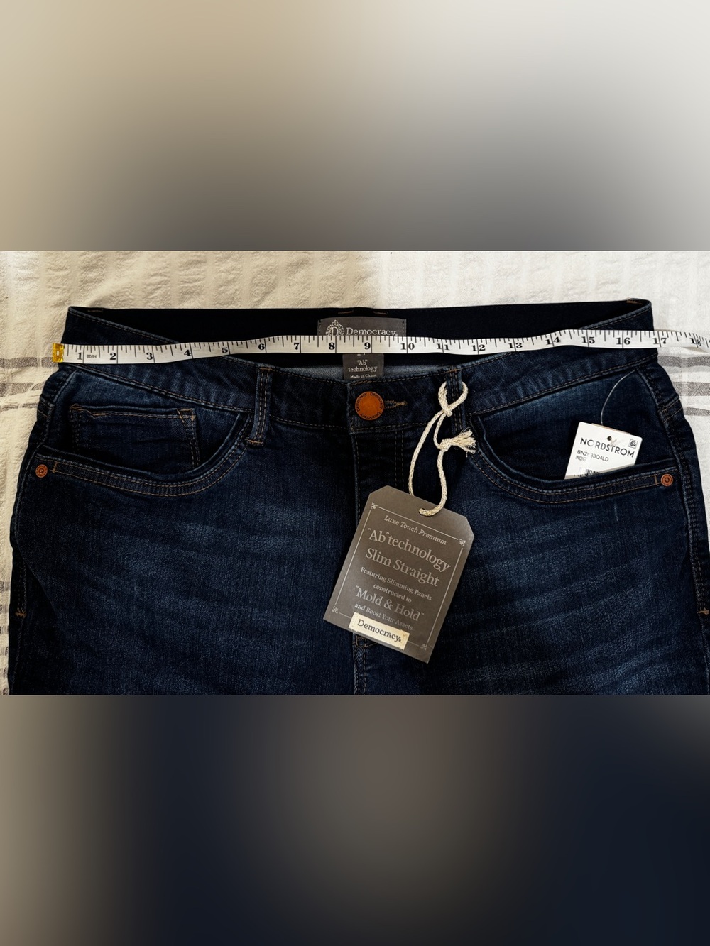 NWT Democracy Dark Blue Ankle Crop Slim Straight Indigo Jeans - Picture 5 of 6